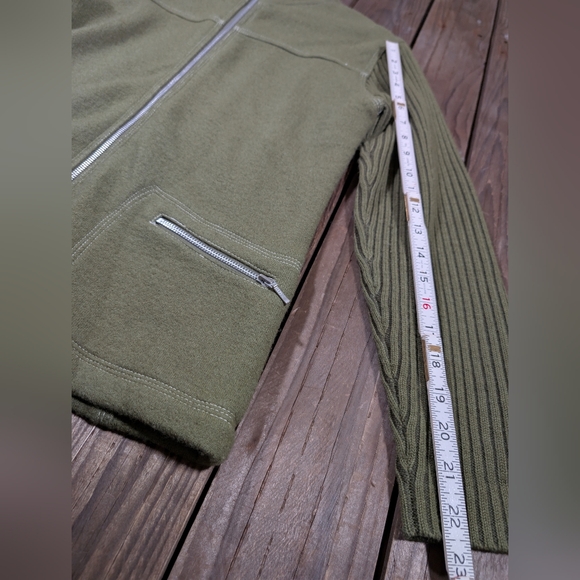 Neve Women's Green Wool Zip-Up Sweater L - Picture 4 of 10